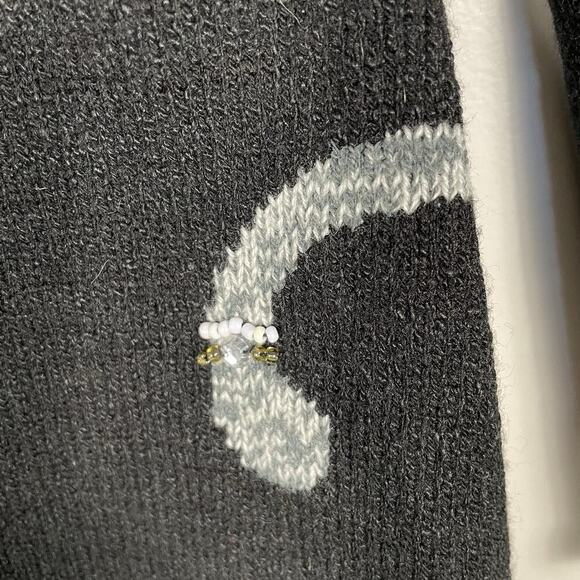 VTG Allison Daley Beaded Cat Sweater Size PL Black Full Zip Cardigan Fun Classic - Picture 16 of 16
